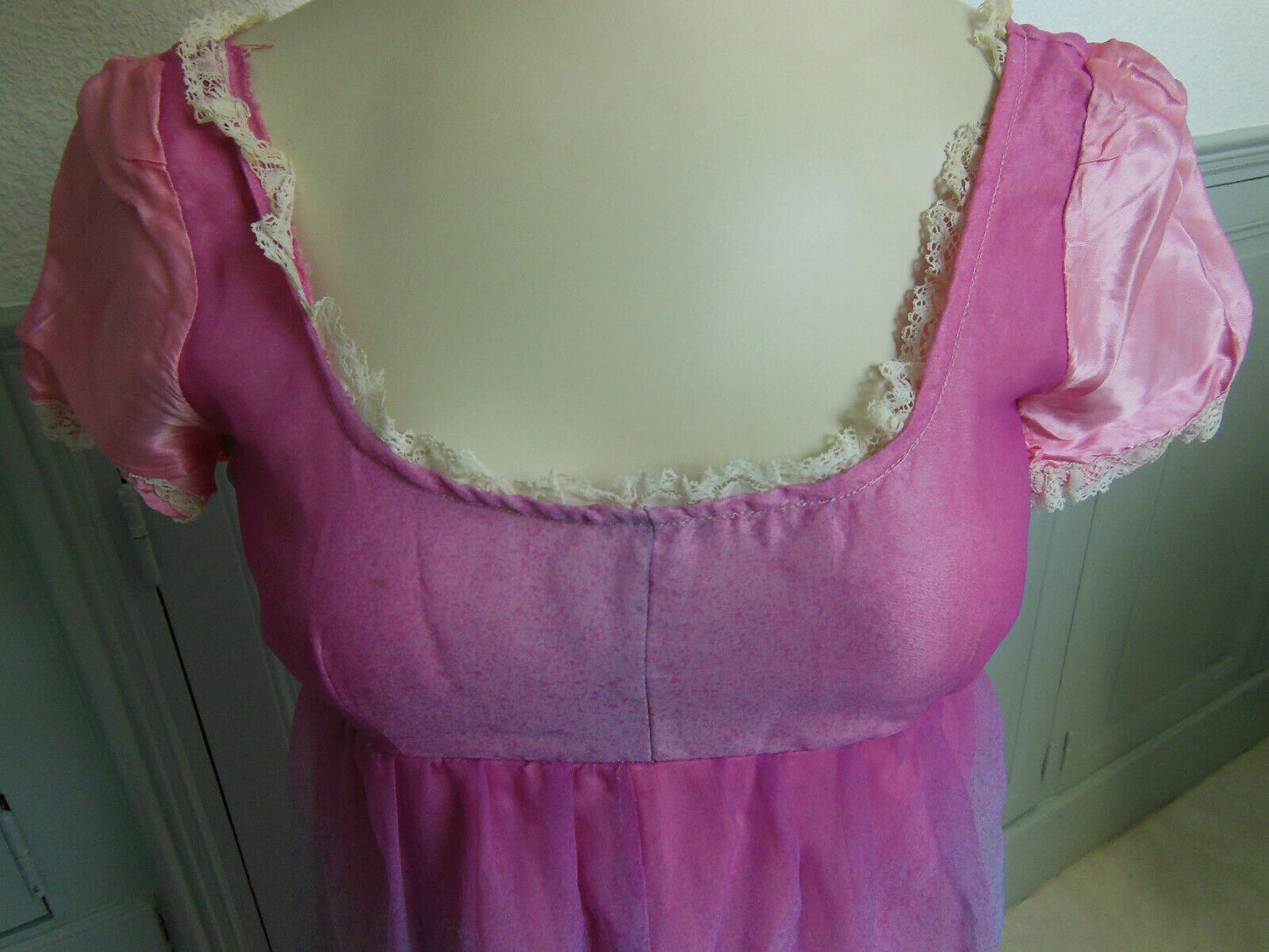 Pur vintage robe longue chemise de nuit? année 60 damasT34/36? B5