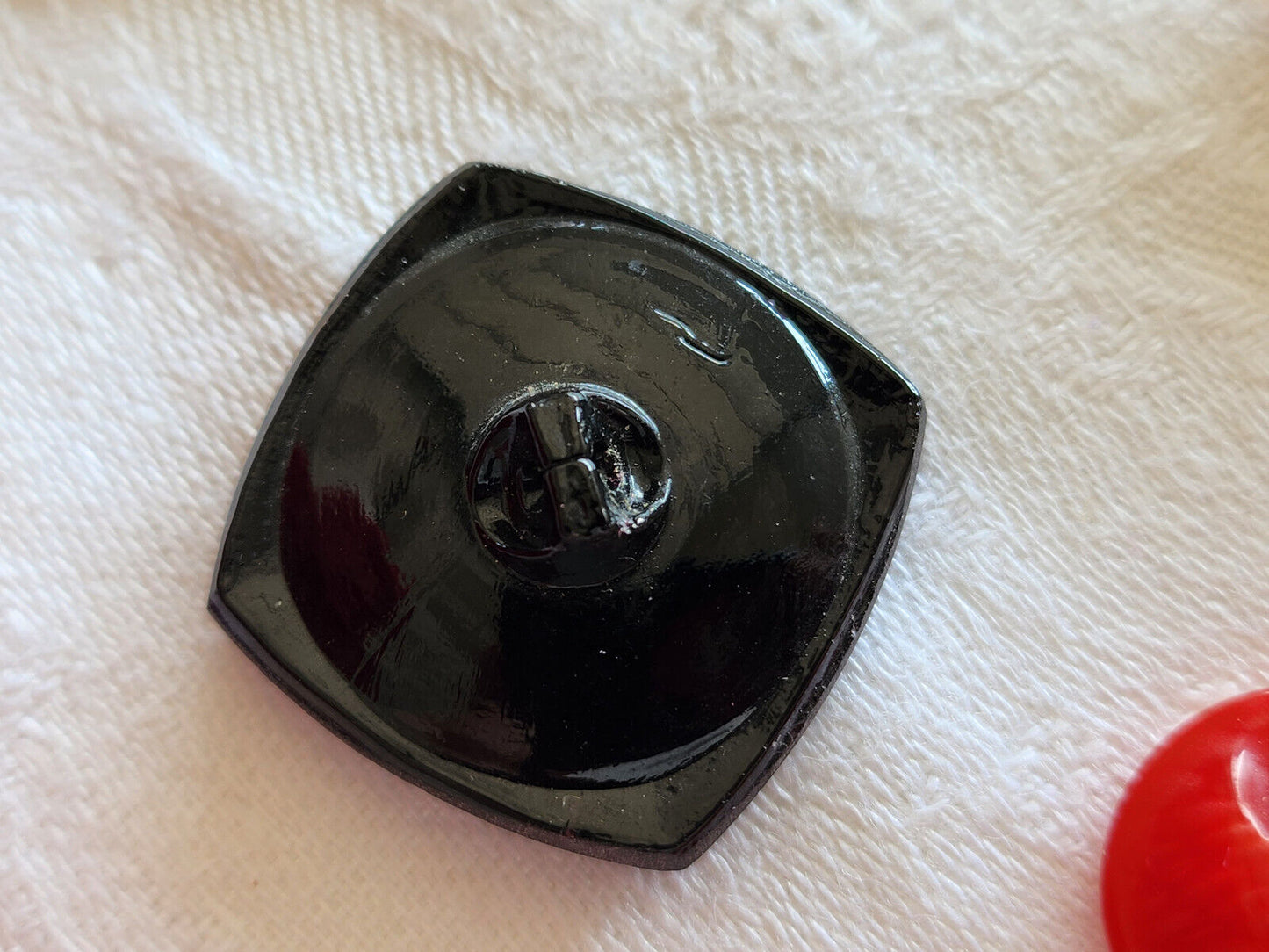 Gros bouton ancien en verre argenté mat hématite diamètre 2, 6 cm G13D