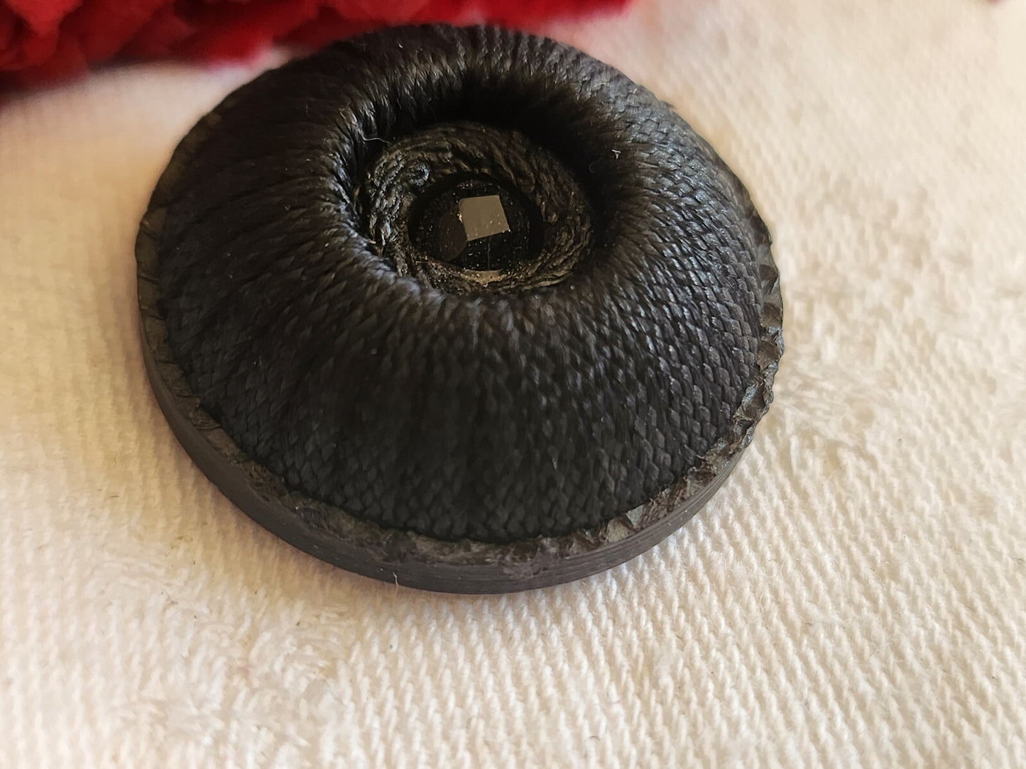 Gros bouton noir passementerie vintage strass ancien pied 2,8 cm D15B