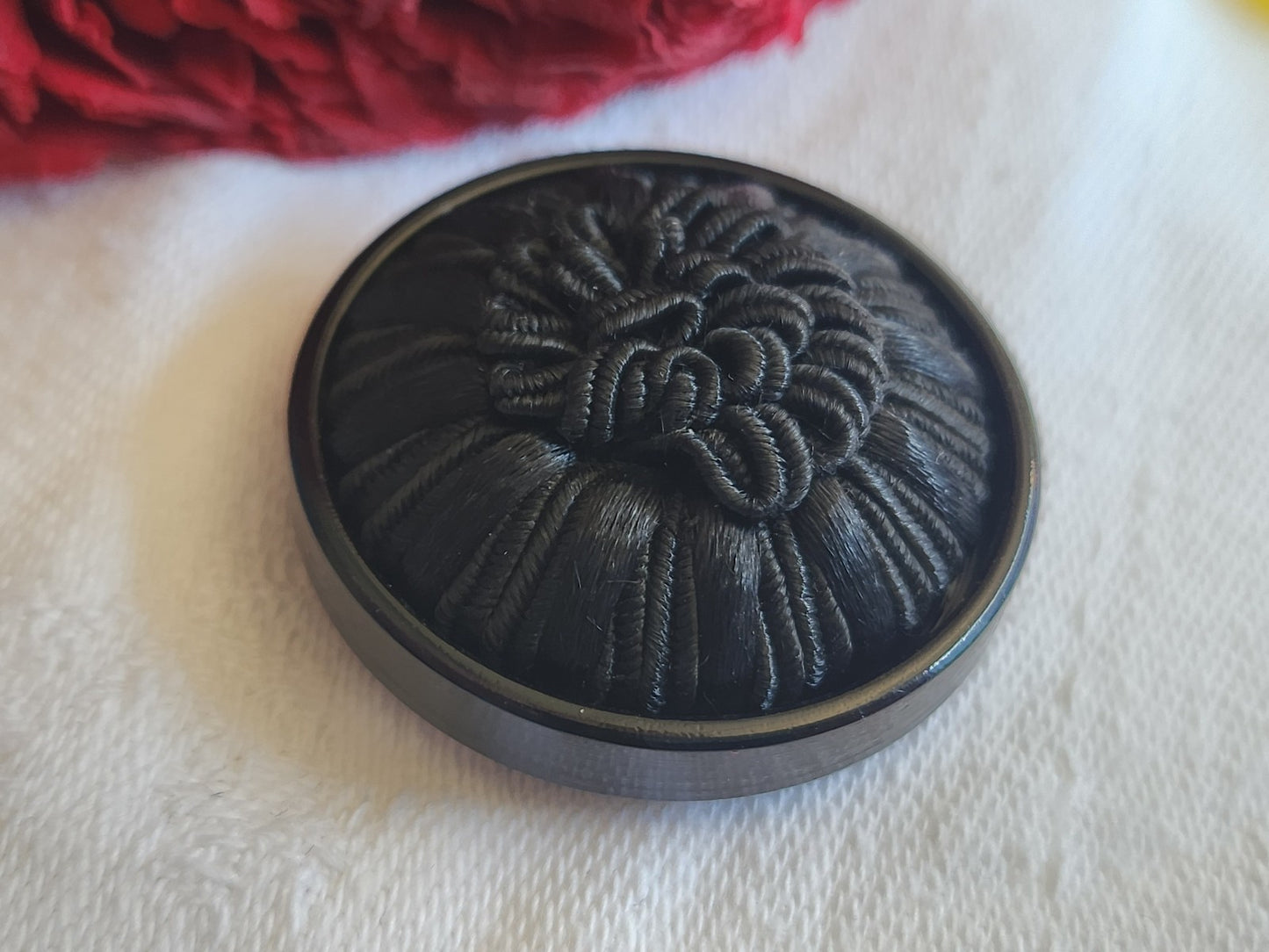 Gros bouton vintage ancien passementerie noir 34 mm ou 3,4 cm G19J