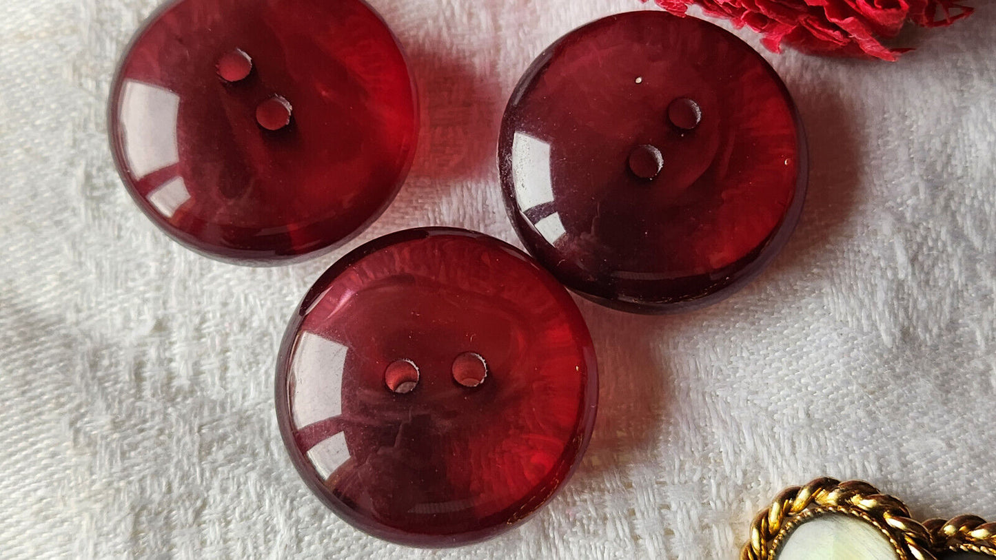 Trio épais boutons vintage violet transparent nuage trou 2,4 cm ref 2513