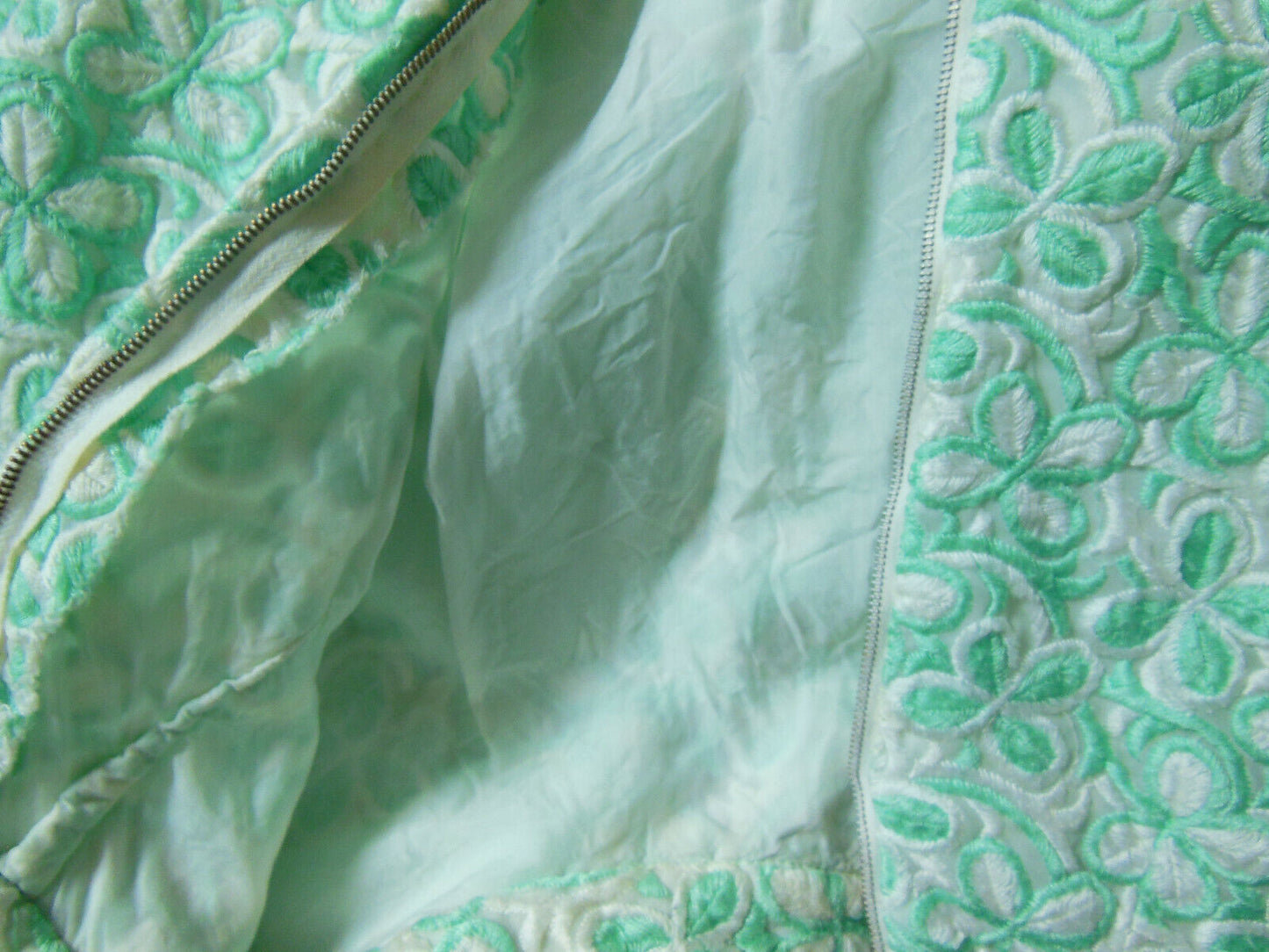 Pur vintage robe longue année 60 style mousseline motif vert T36 tef port
