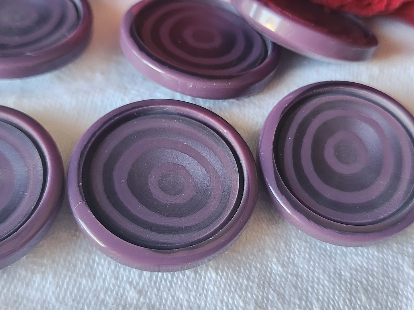Lot 6 gros boutons vintage alveole violet ped 2,8 cm ref 5547