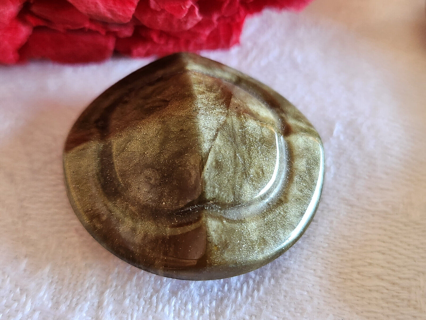Bouton ancien en celluloïd marron chiné haut diamètre: 2,8 cm G16M