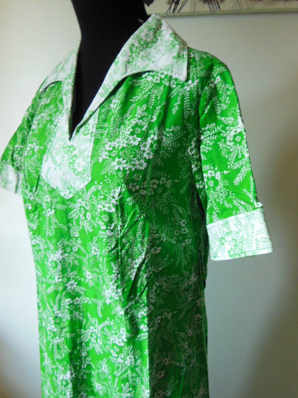Pur vintage robe ancienne coton imprimé fleur 40 ? B5