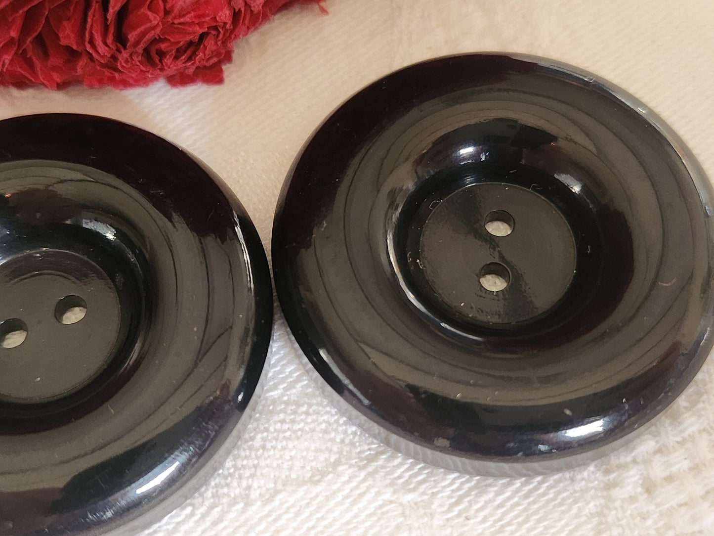 Duo gros boutons vintage noir XXL 3,9 cm ou 39 mm ref 5862