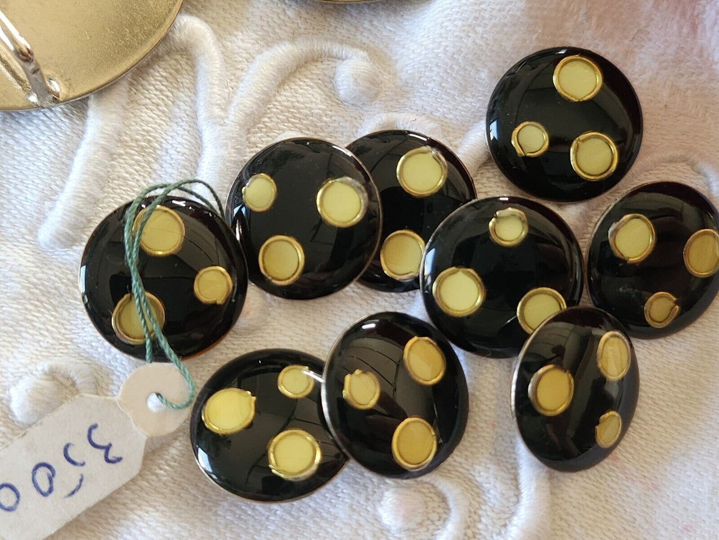 Rare Boucle de ceinture avec ses 10 boutons assortis noir métal ref 0034
