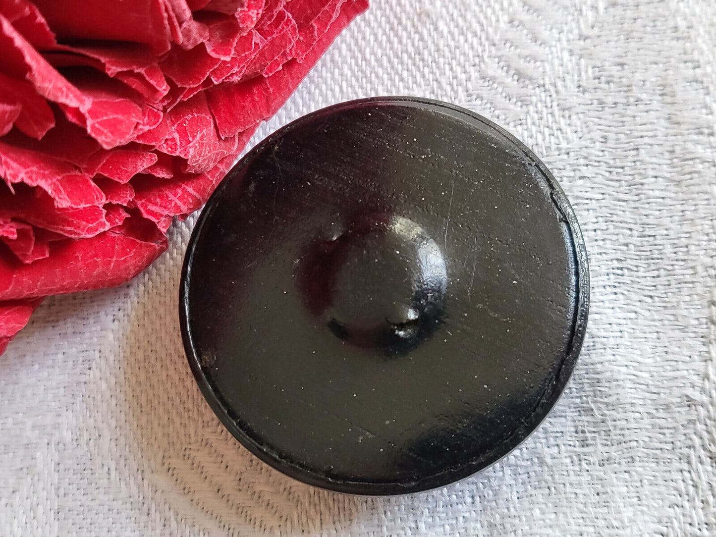 Gros bouton ancien en celluloïd noir travaillé 3,2 cm noir D9Q