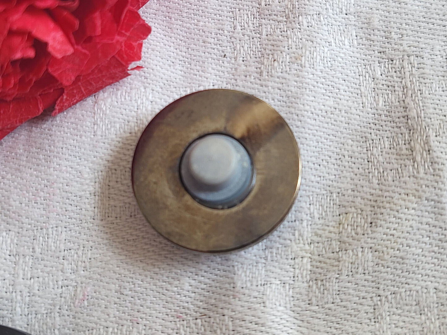 Bouton ancien cœur en nacre gris pied métal collection 2,1 cm D9F
