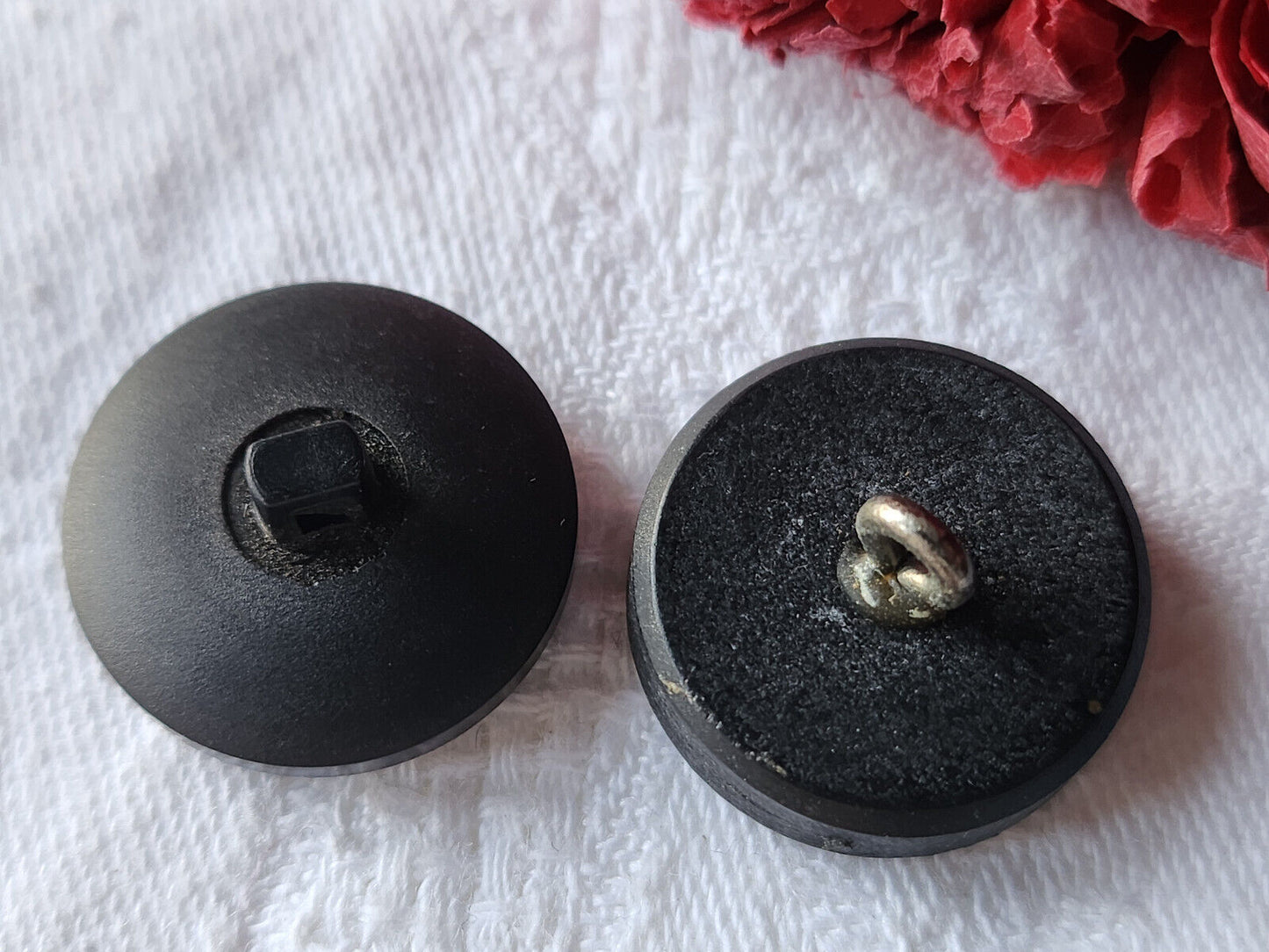 Duo boutons vintage en resine à pied vert bleu 2,1 cm D10Q