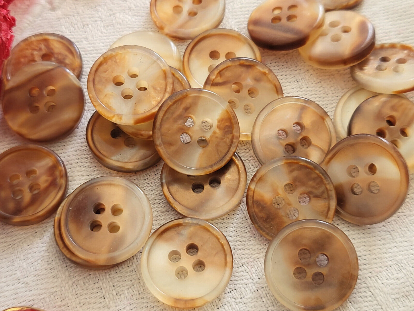Lot 22 petits boutons vintage marron cuivré crème diamètre 1,5 cm ref 4997