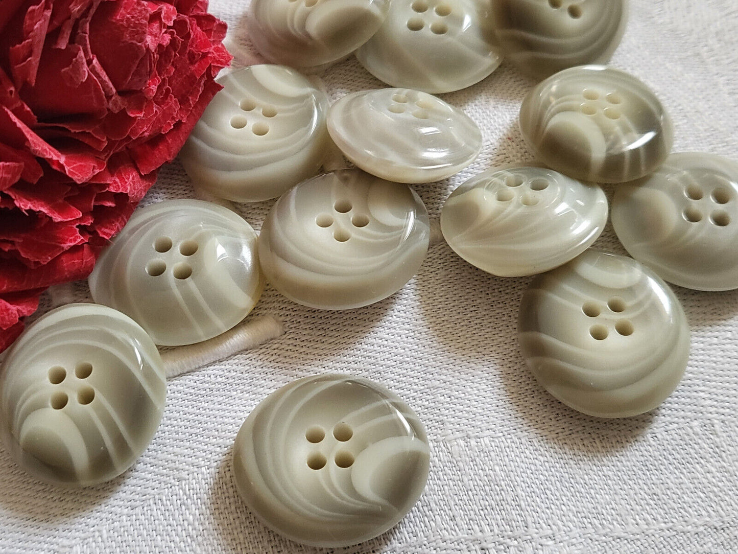 Lot boutons vintage gris ovale veiné à trou par 6/8/10 diamètre voir annonce