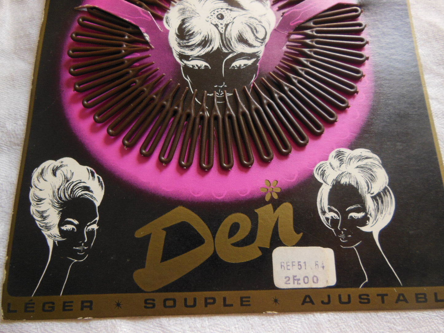 Peigne bandeau vintage hair comb ornement coiffure année 60 marron ancien n°5