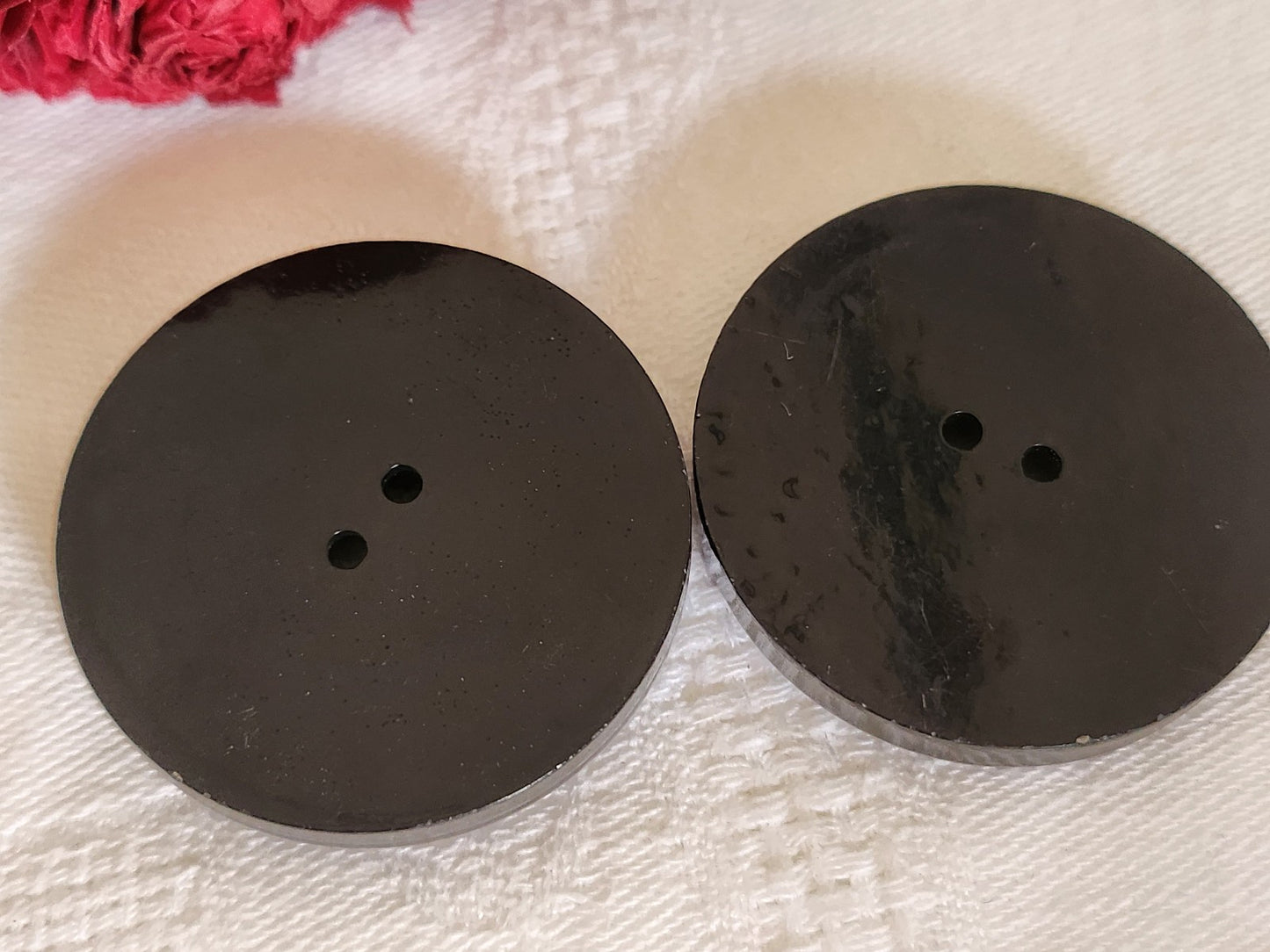 Duo gros boutons vintage noir XXL 3,9 cm ou 39 mm ref 5862