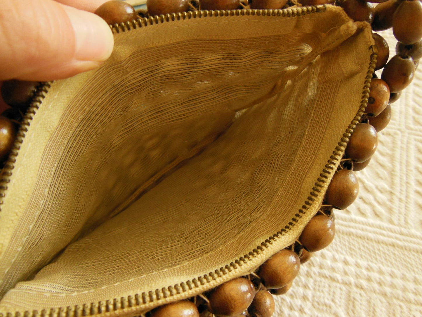 Rigolo ancien sac en main perle en bois vintage petit pochette mignon