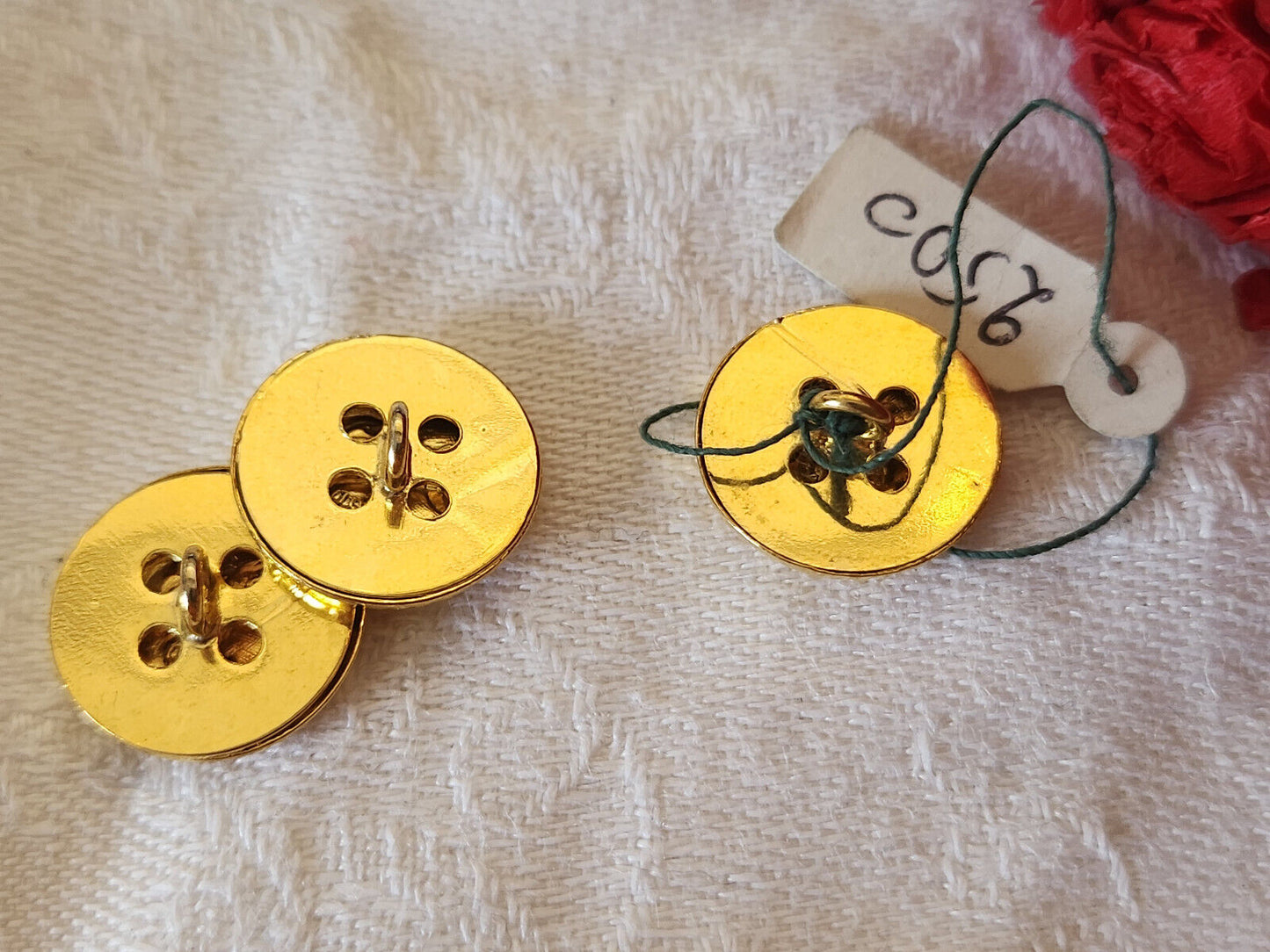 Trio boutons vintage ancre de marin doré métal 1,5 cm D14B
