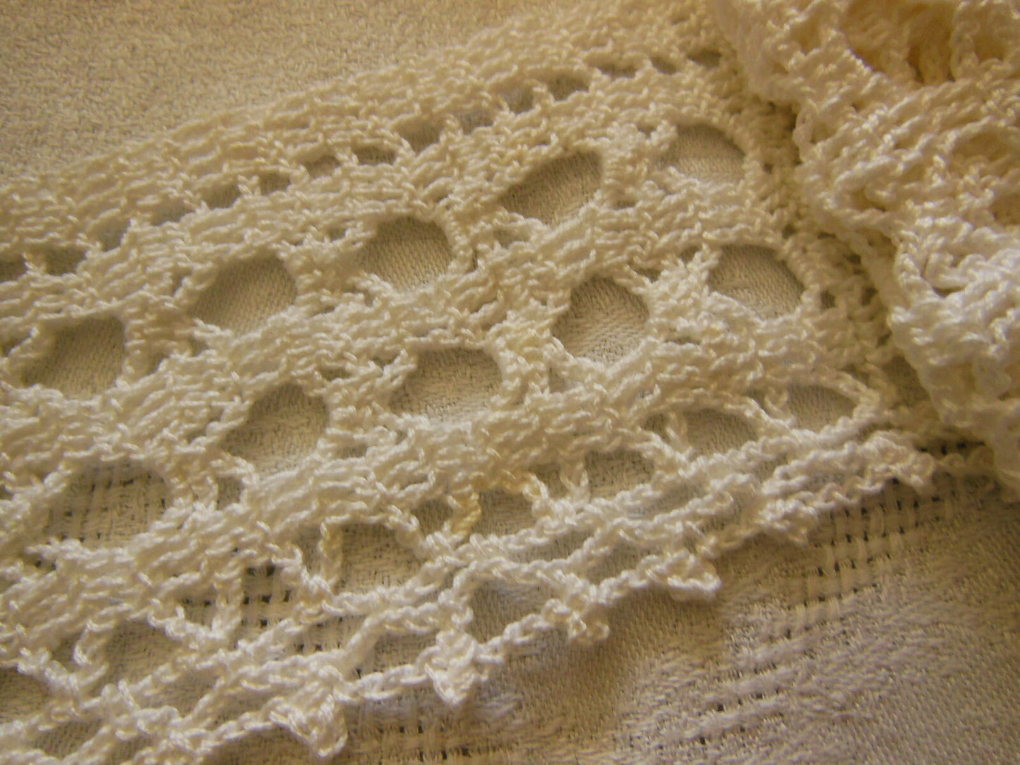 Dentelle large ancienne blanche idéal bas rideau 60 cm sur 8 cm T1-21