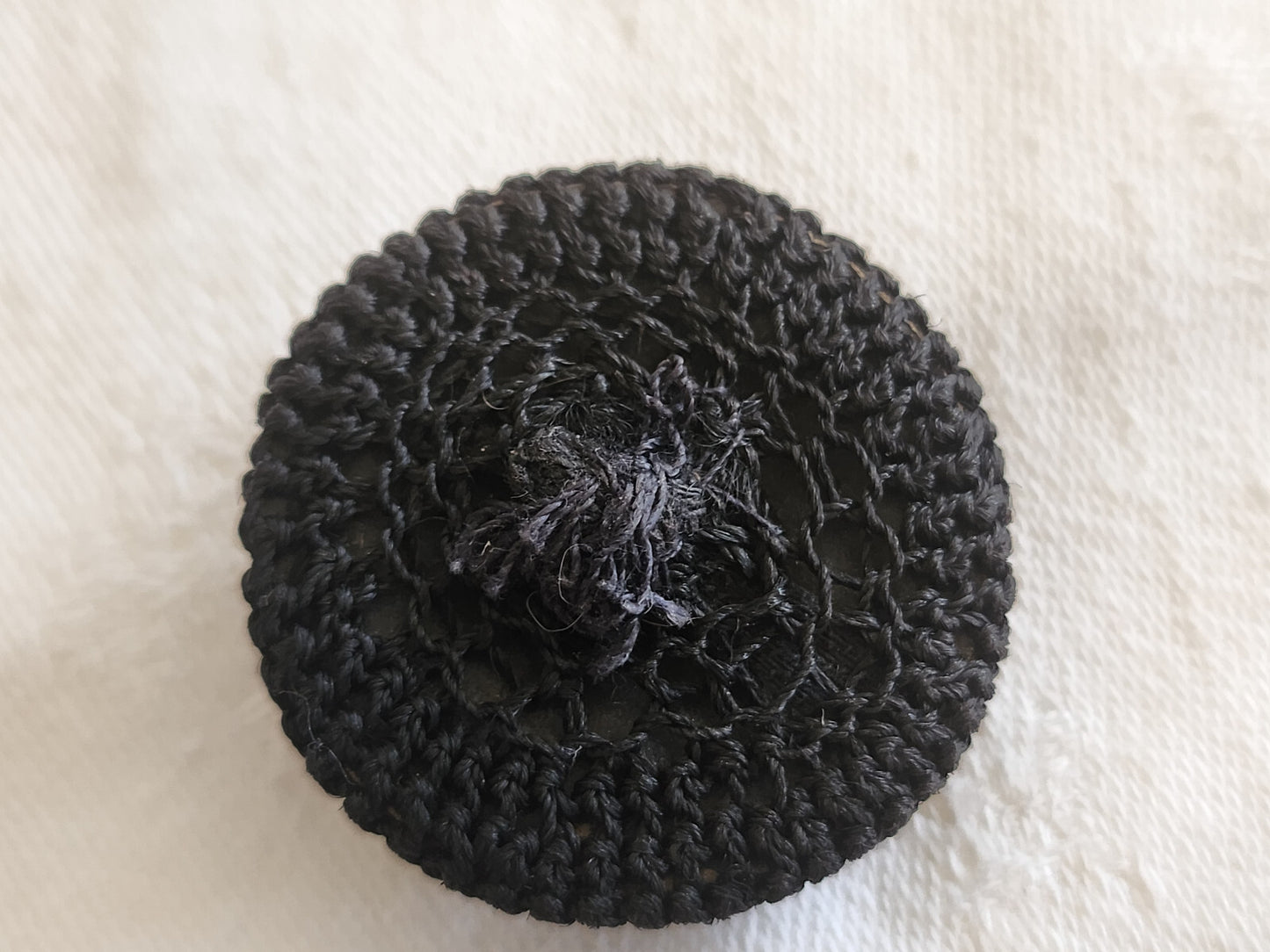Gros bouton ancien en passementerie noir superbe 3,3 cm D17M