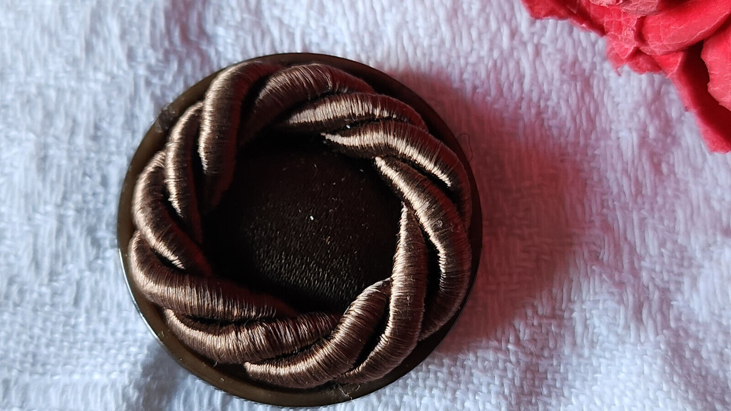 Gros bouton ancien en passementerie avec marron 2,8 cm G6P