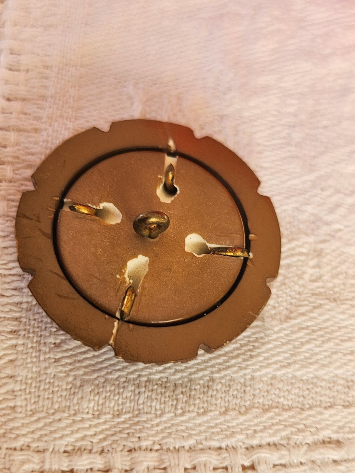 Collection gros bouton ancien marron sorte d'agrafe 2 parties 2,6 cm D14N