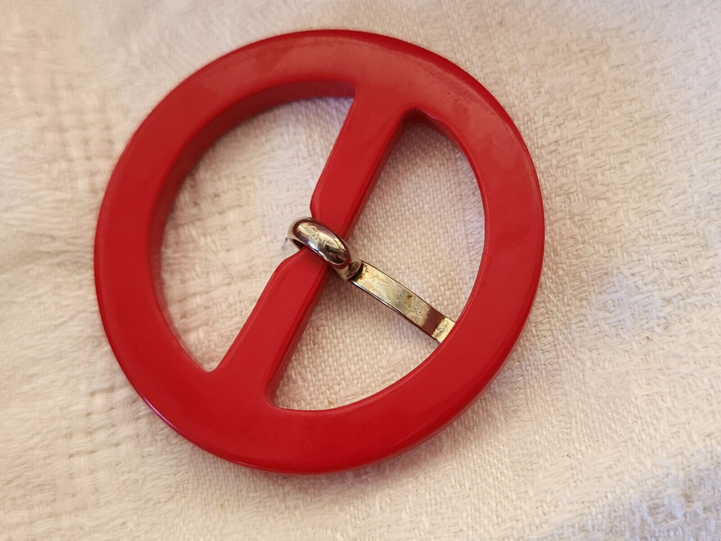 Boucle de ceinture vintage rouge ronde 5 cm ME1-40
