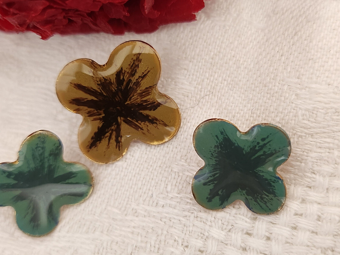 Trio boutons vintage en métal jolis 1,5 et 1,3 cm G16D