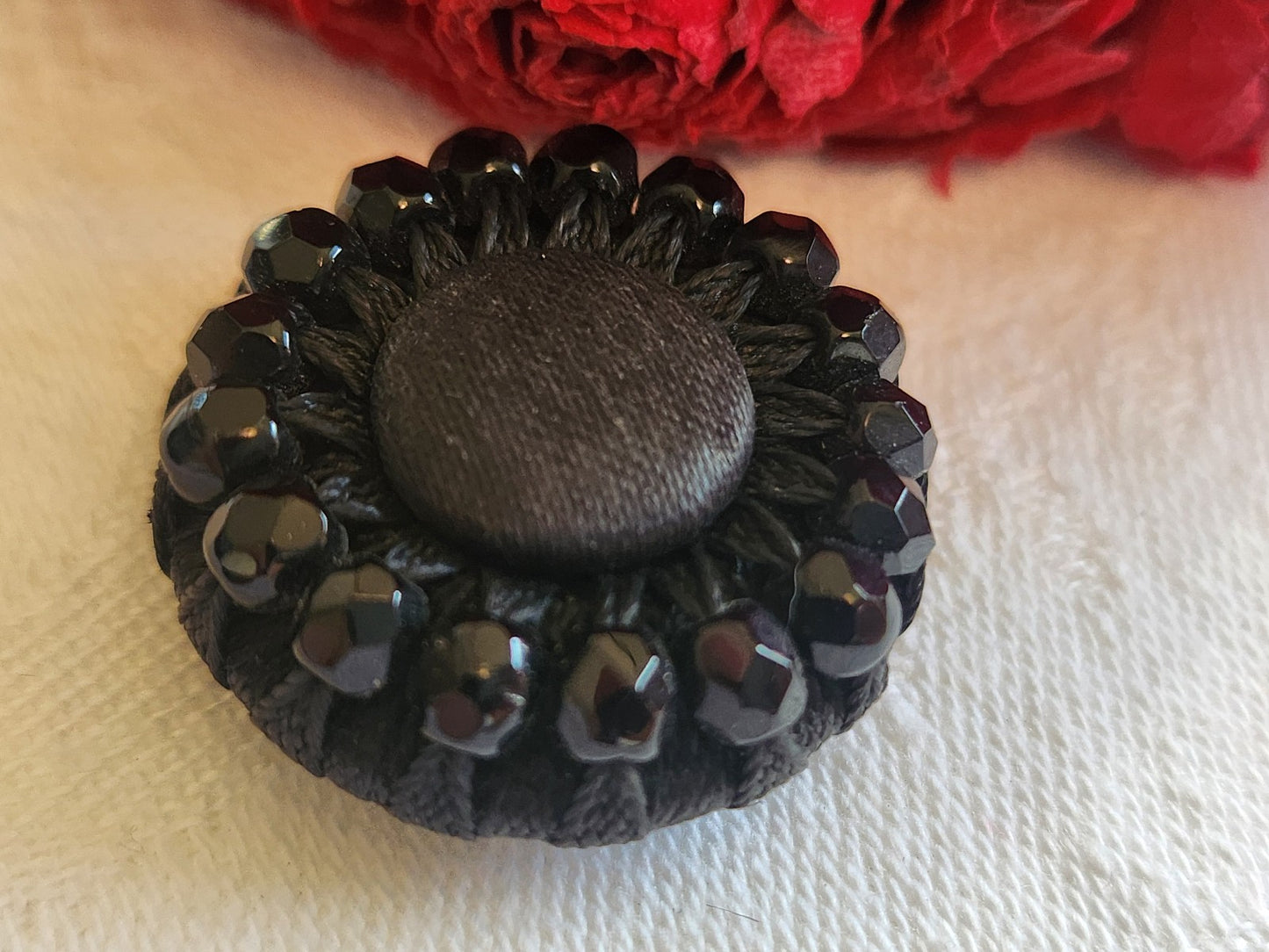 Gros bouton ancien passementerie perle en verre pied 2,6 cm D7F