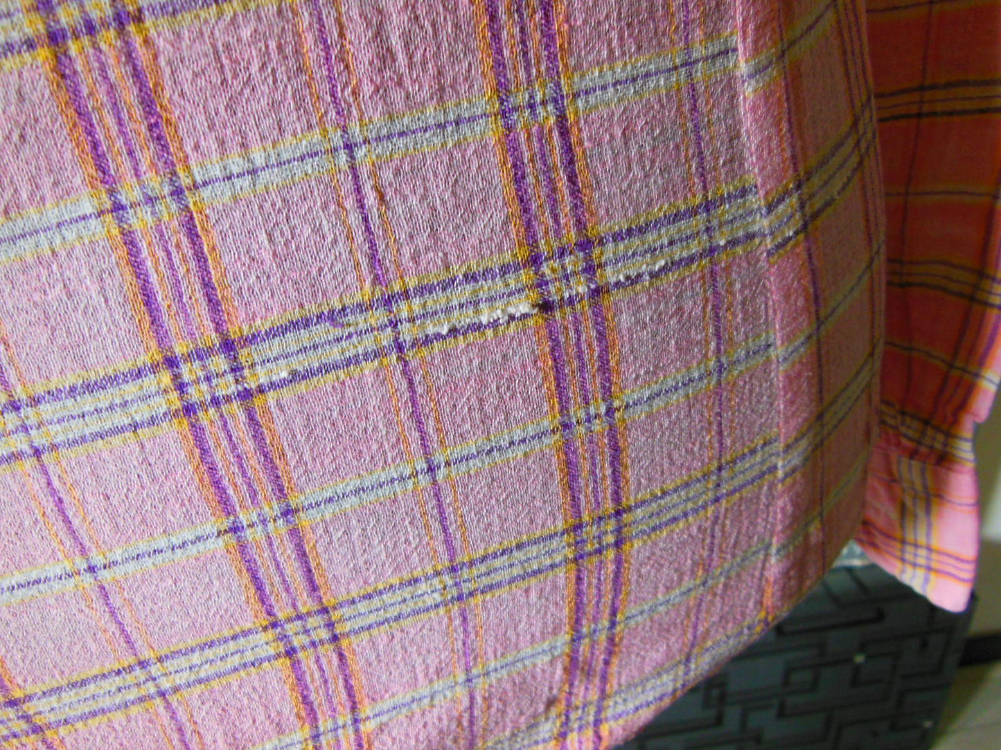 Pur vintage ancienne chemise chemisier rose carreaux fine taille 36 B5