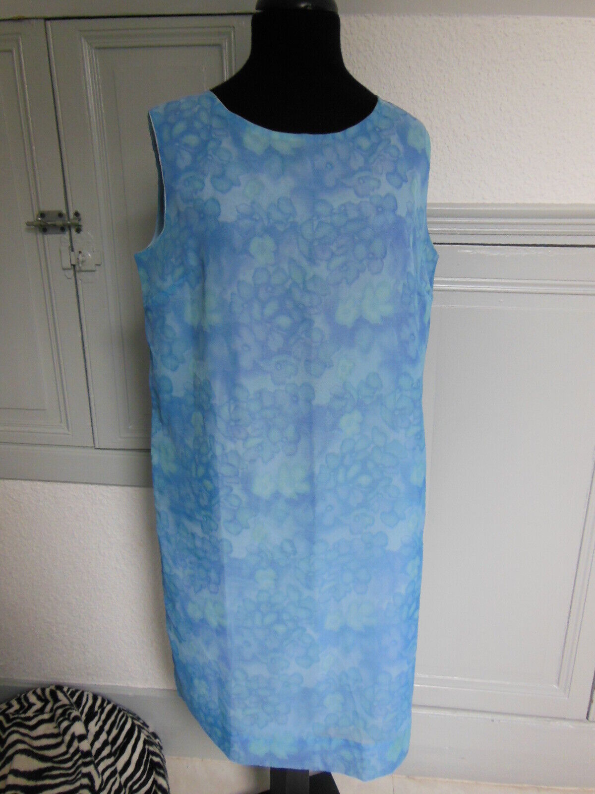 Pur vintage robe ancienne tergal bleu légère taille 44 B7