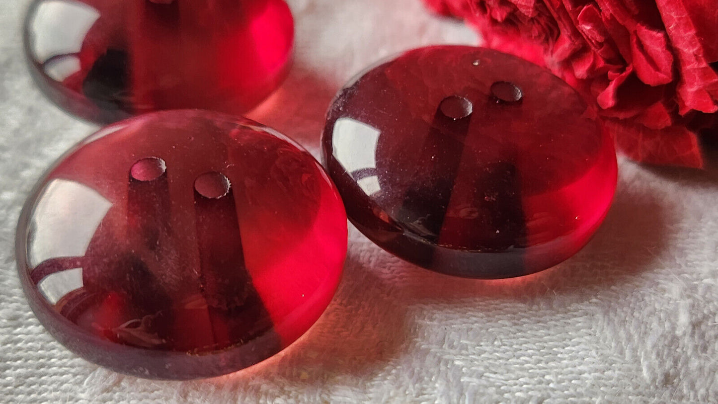 Trio épais boutons vintage violet transparent nuage trou 2,4 cm ref 2513