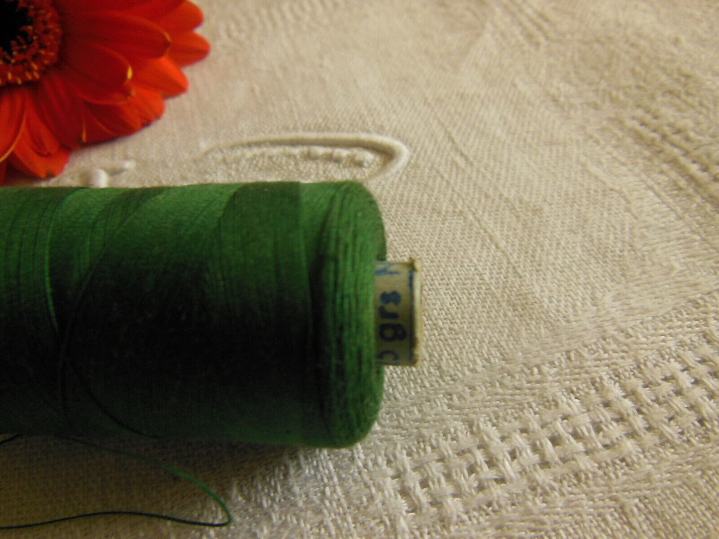 Grosse bobine ancienne fil vert 20 grammes couture mercerie