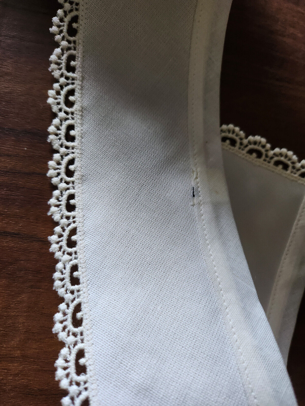 Ancien col tissu satiné dentelle vintage B7-71