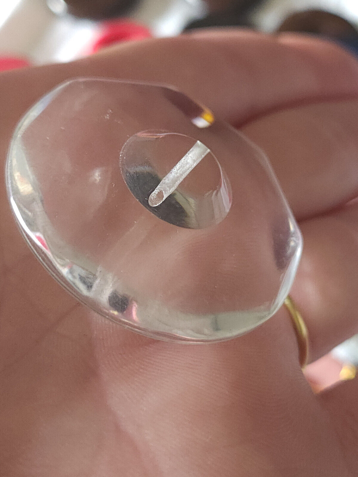 Enorme bouton vintage transparent épais effet plexis pied veste 4 cm ref 1321