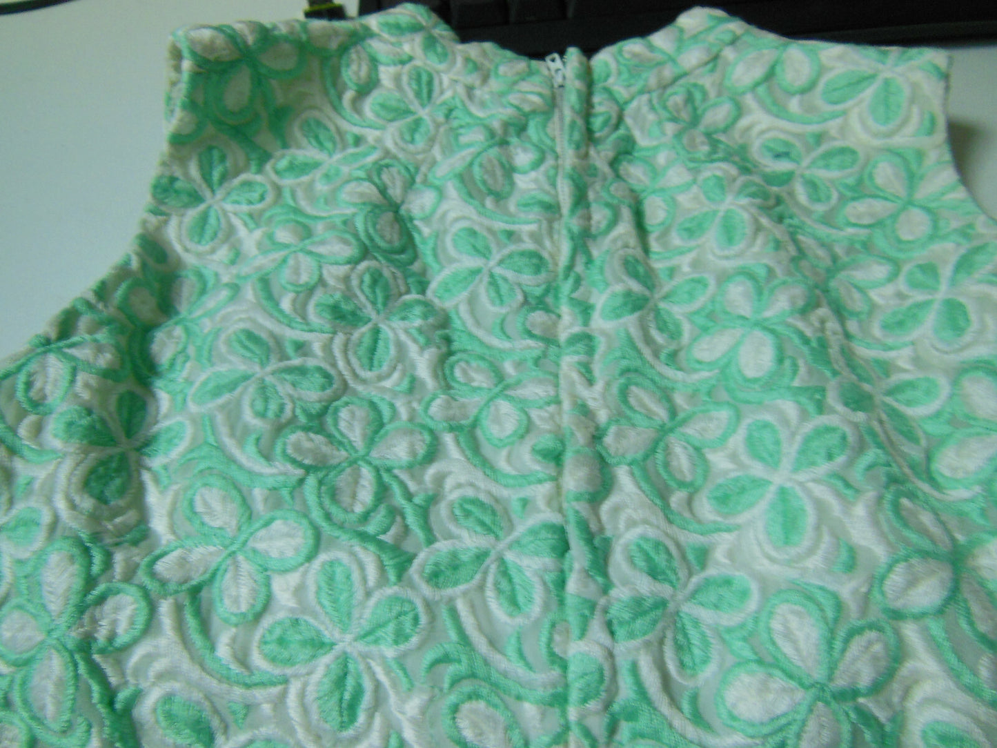 Pur vintage robe longue année 60 style mousseline motif vert T36 Ref PORT