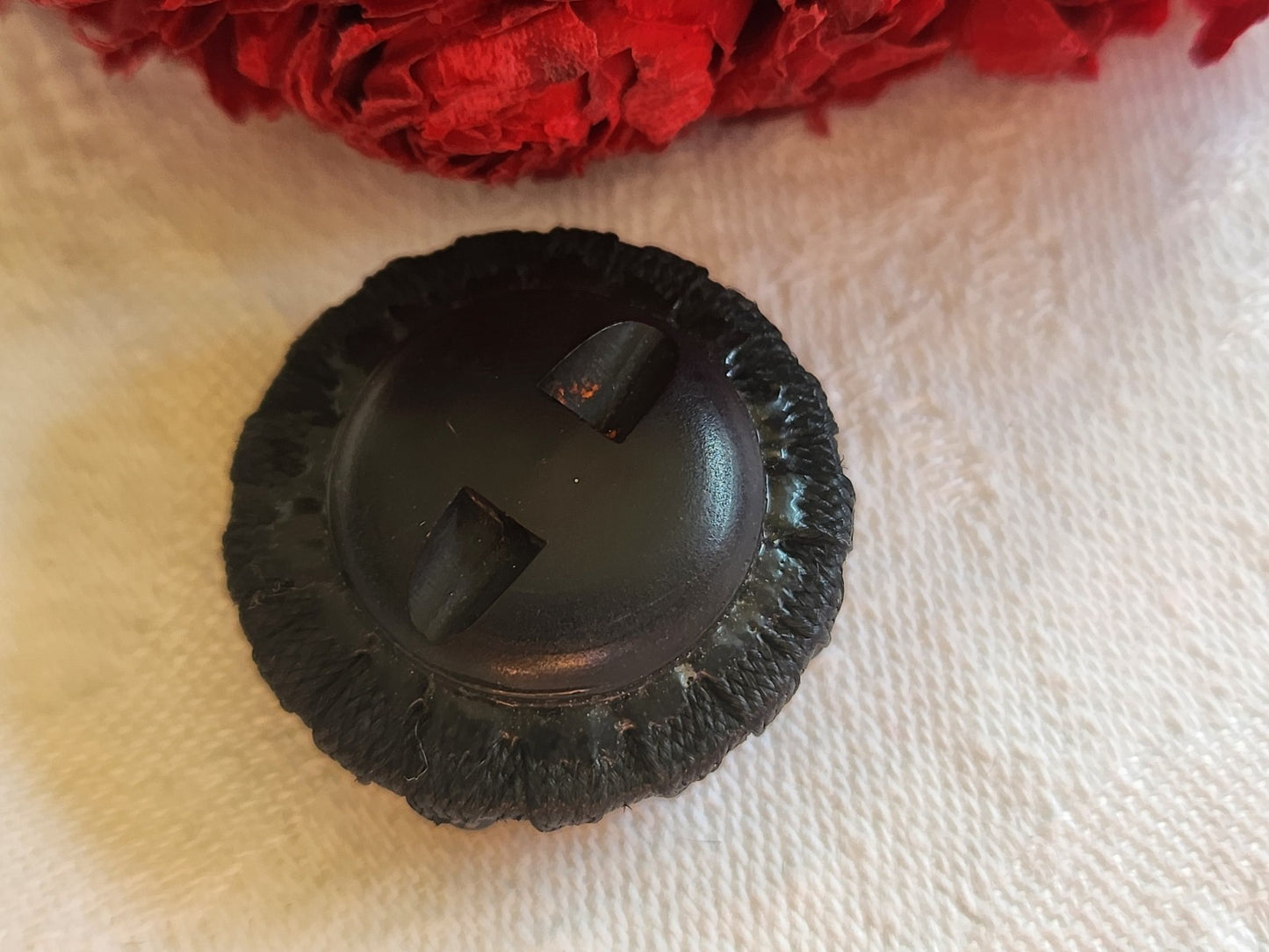 Gros bouton ancien passementerie perle en verre pied 2,6 cm D7F