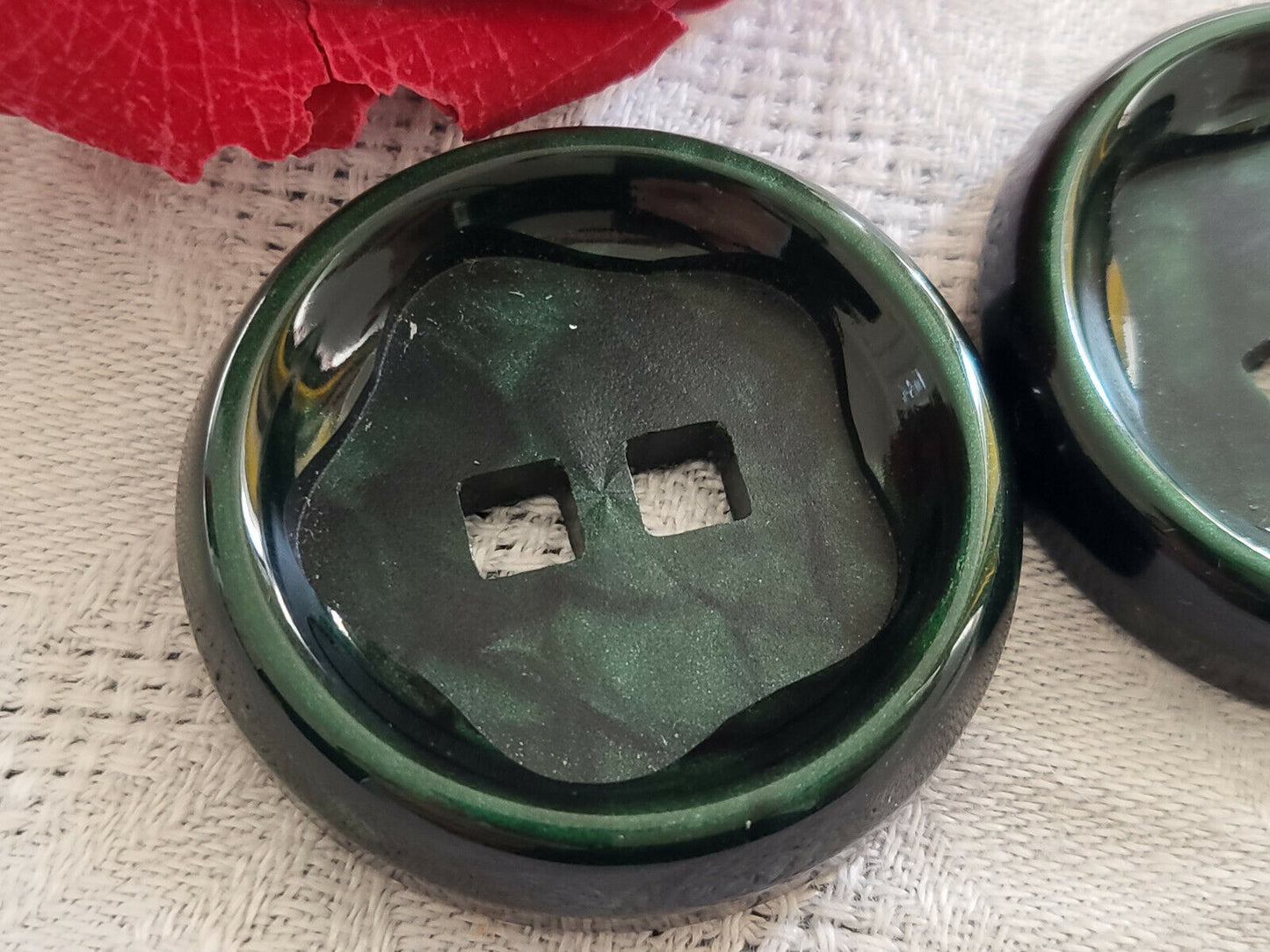 duo gros boutons vintage vert marbré 3,6 cm manteaux gilet ref 204