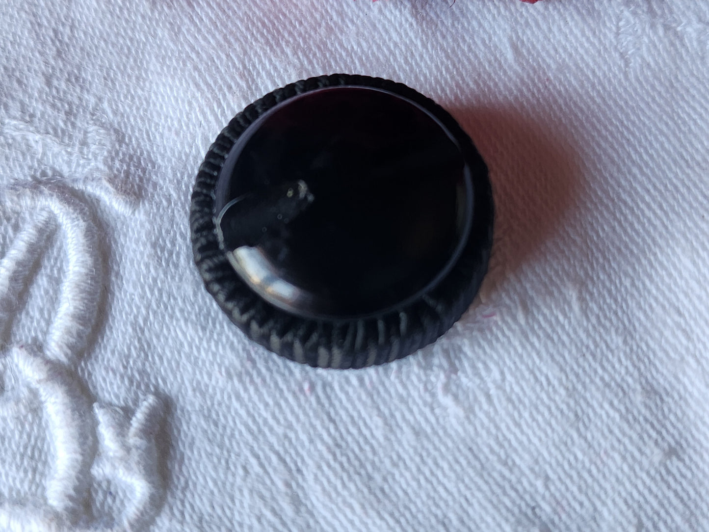 Gros bouton noir passementerie vintage pied 2,6 cm D17H
