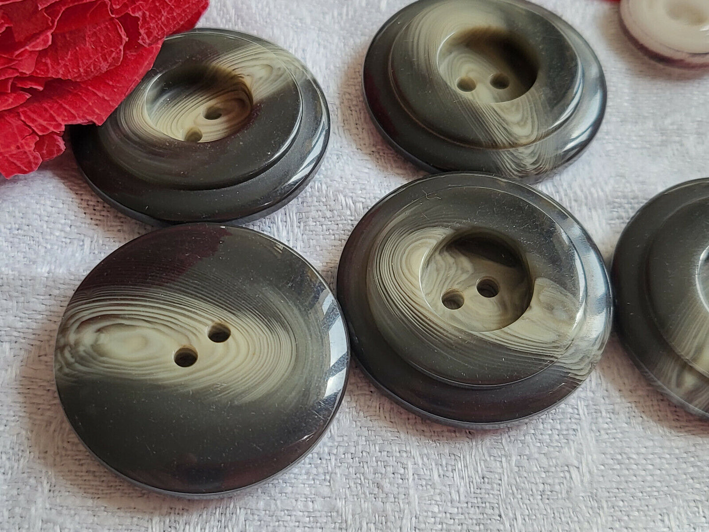 Lot 5 gros boutons vintage gris /marron camaïeu diamètre 3 cm ref 441