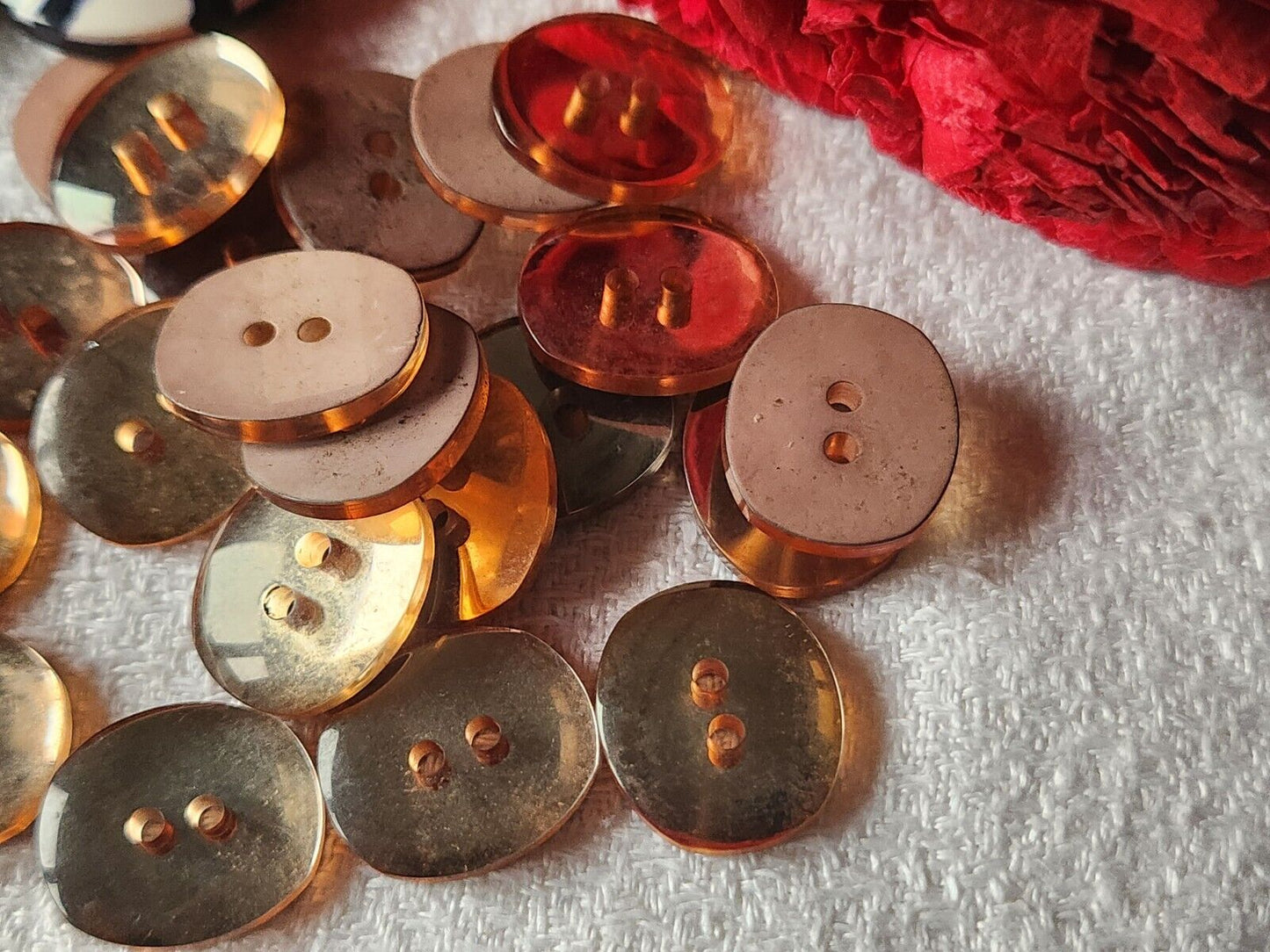 Lot 18 boutons vintage rose effet miroir 1,3 cm sur 1,5 cm ref 918