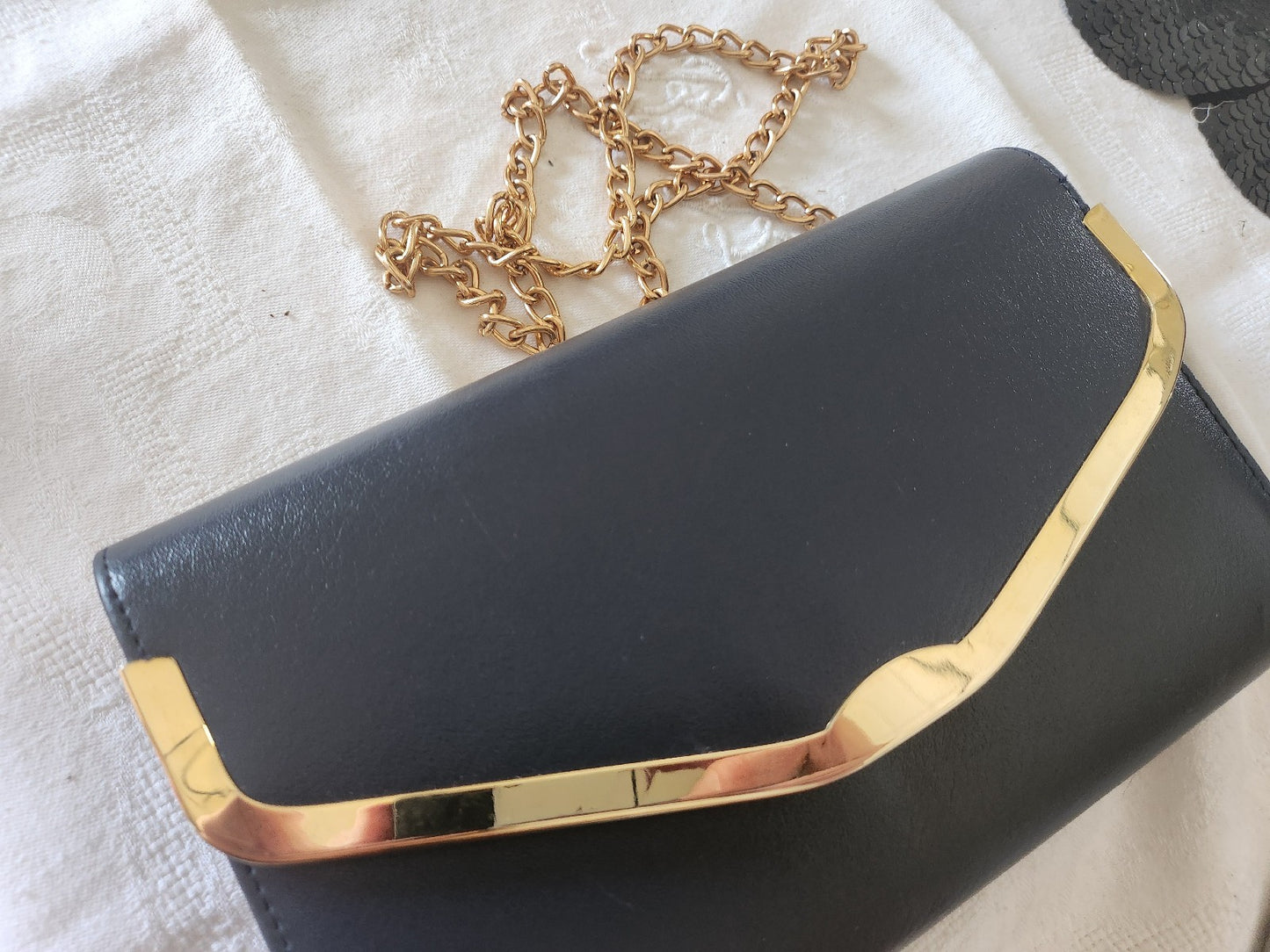 Pochette vintage bleu doré synthetique Sac à main