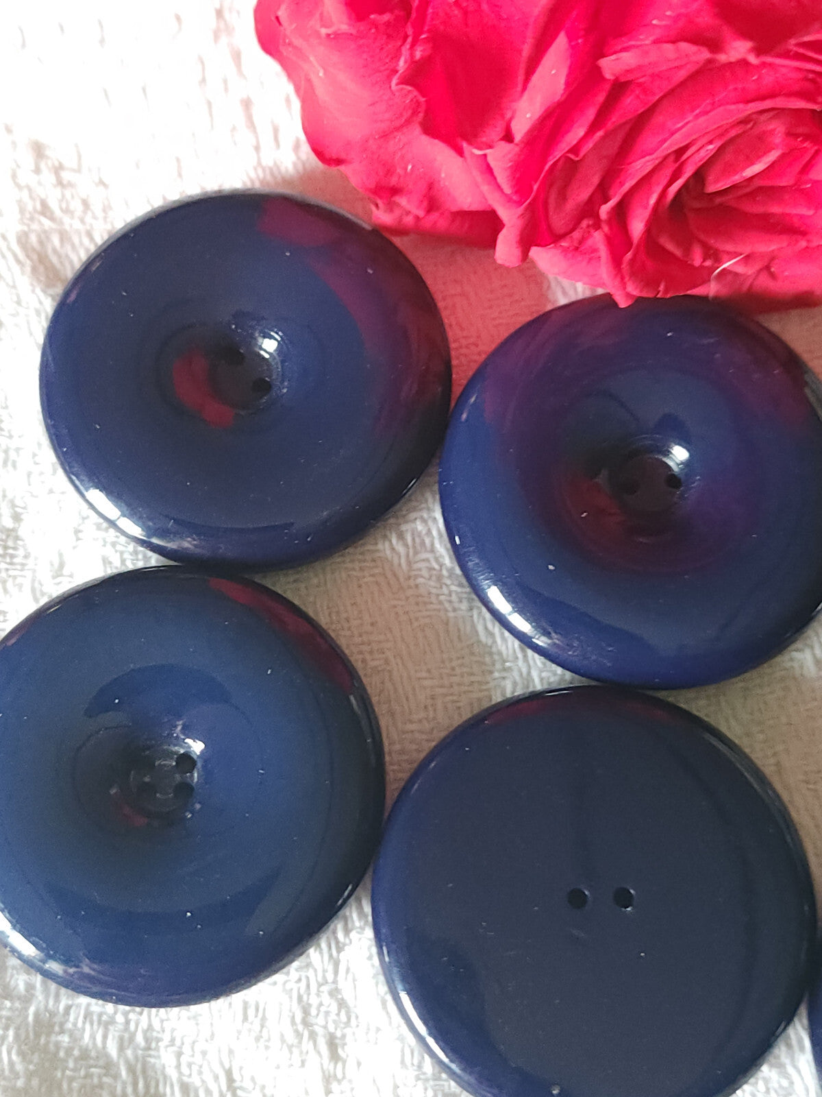 Lot 6 trés gros boutons vintage bleu foncé idéal manteaux 3,3 cm ref 3517 *