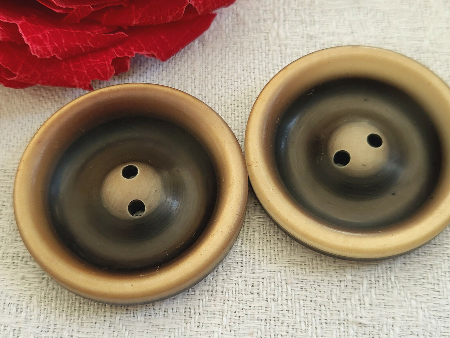 Duo gros boutons anciens marron noir vintage veste 3,6 cm ref 3222