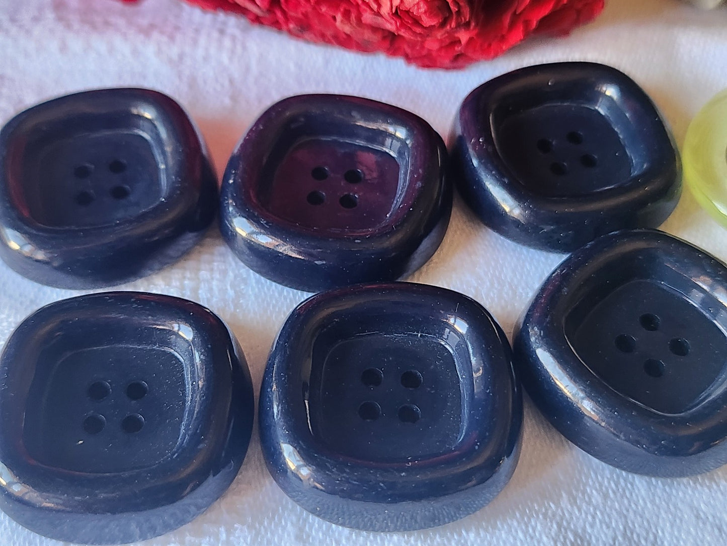 Lot 6 gros boutons vintage bleu 2,8 cm ref 5400