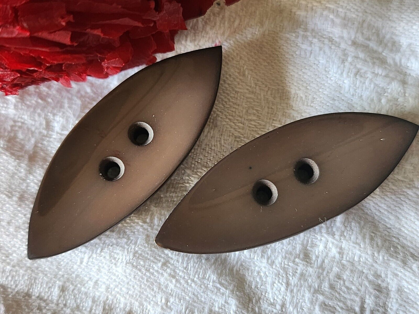 Duo long boutons vintage marron 4,5 cm sur 1,6 cm XXL G5O