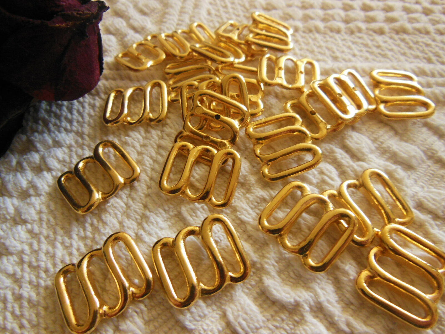 Lot 6 ornements en métal doré boucle bretelle 3 passants couture bijoux T17