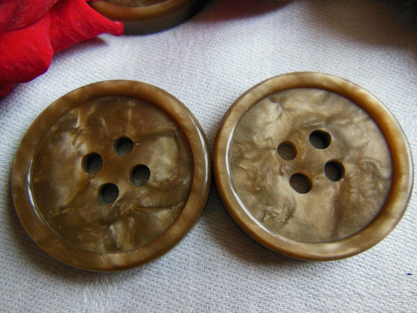 Duo gros boutons vintage marron marbré manteaux 3,5 cm veste gilet ref 3264