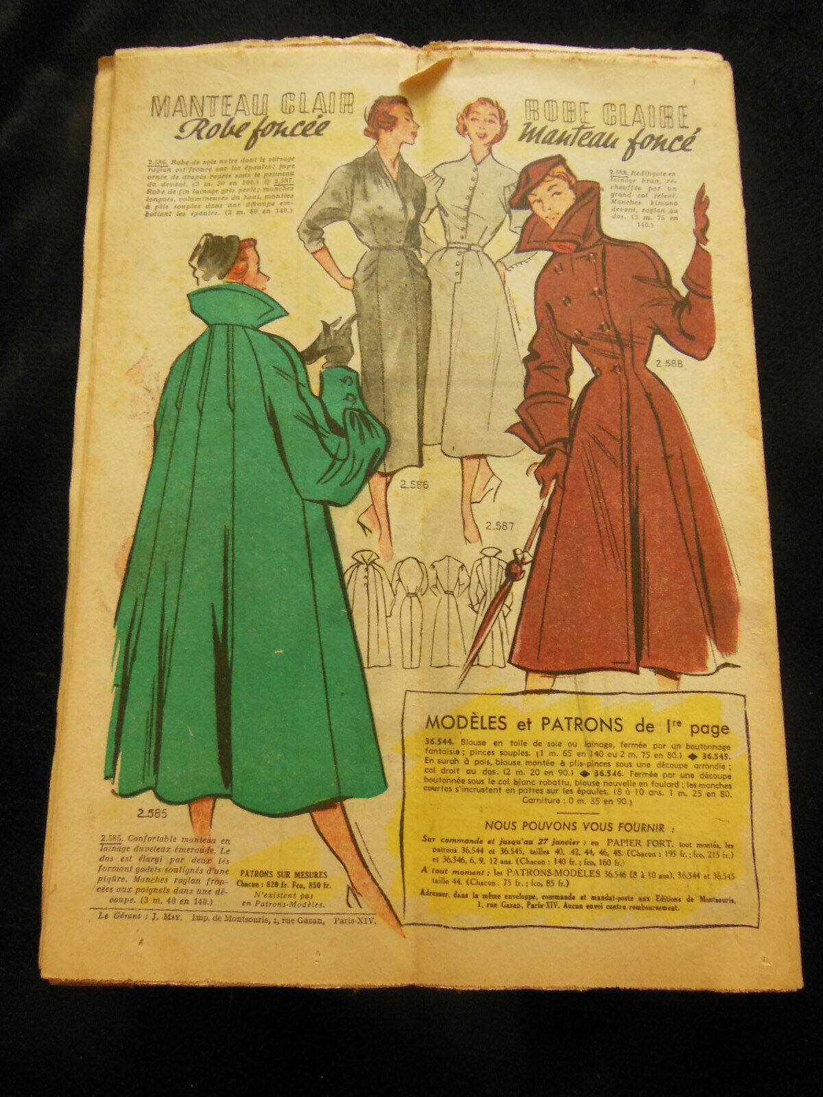Le petit echo de la mode 1952 n°3 reflets de Paris mode patron anorak homme