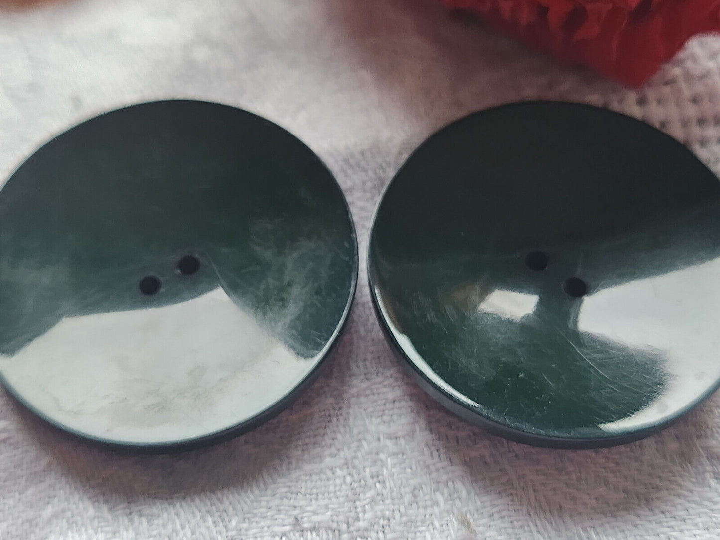 Duo gros boutons vintage vert incurvé XXL trou 4 cm ou 40 mm ref 120