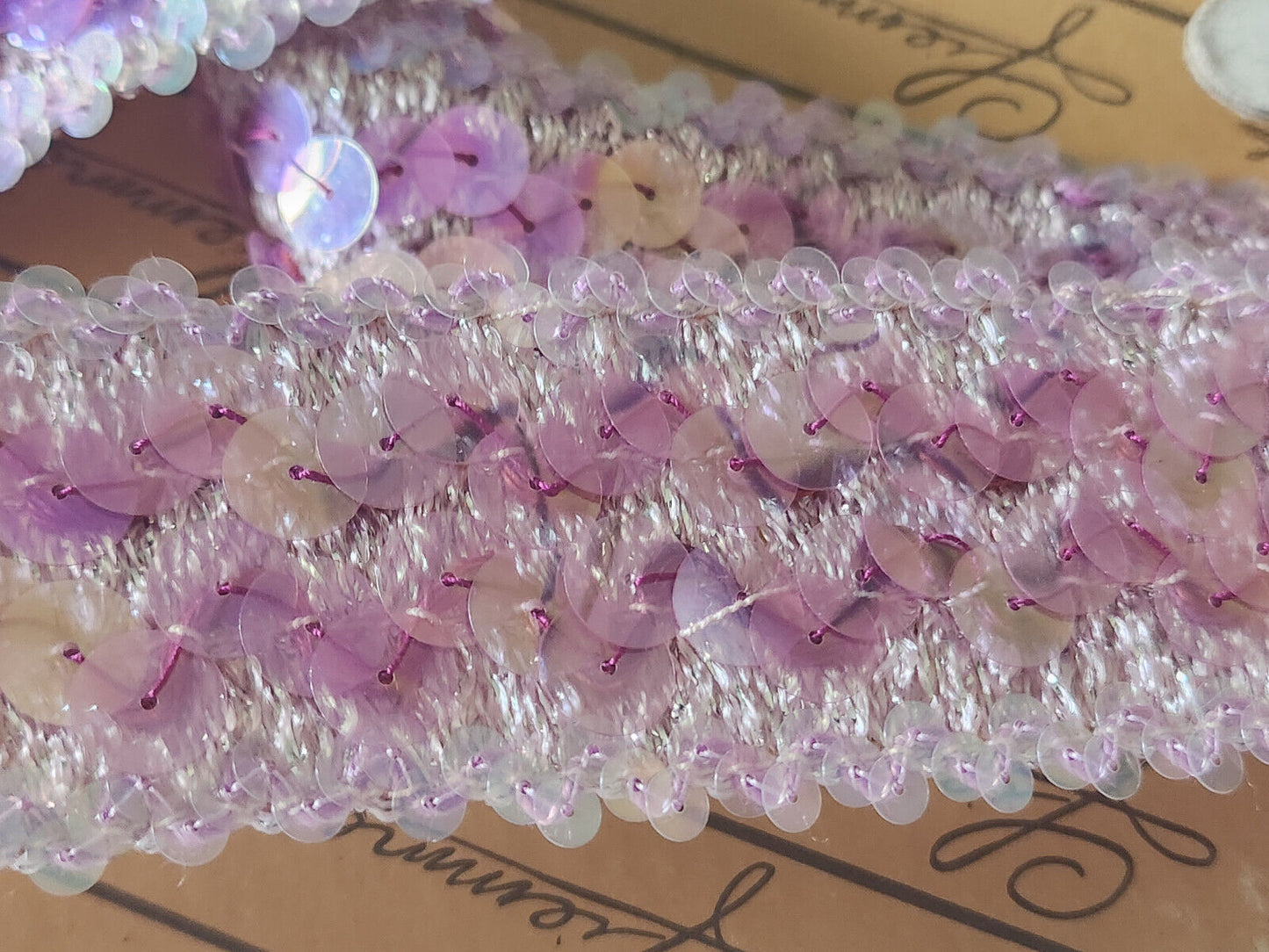Superbe galon vintage trés large sequin mordoré 3 mètres sur 4 cm rare B7