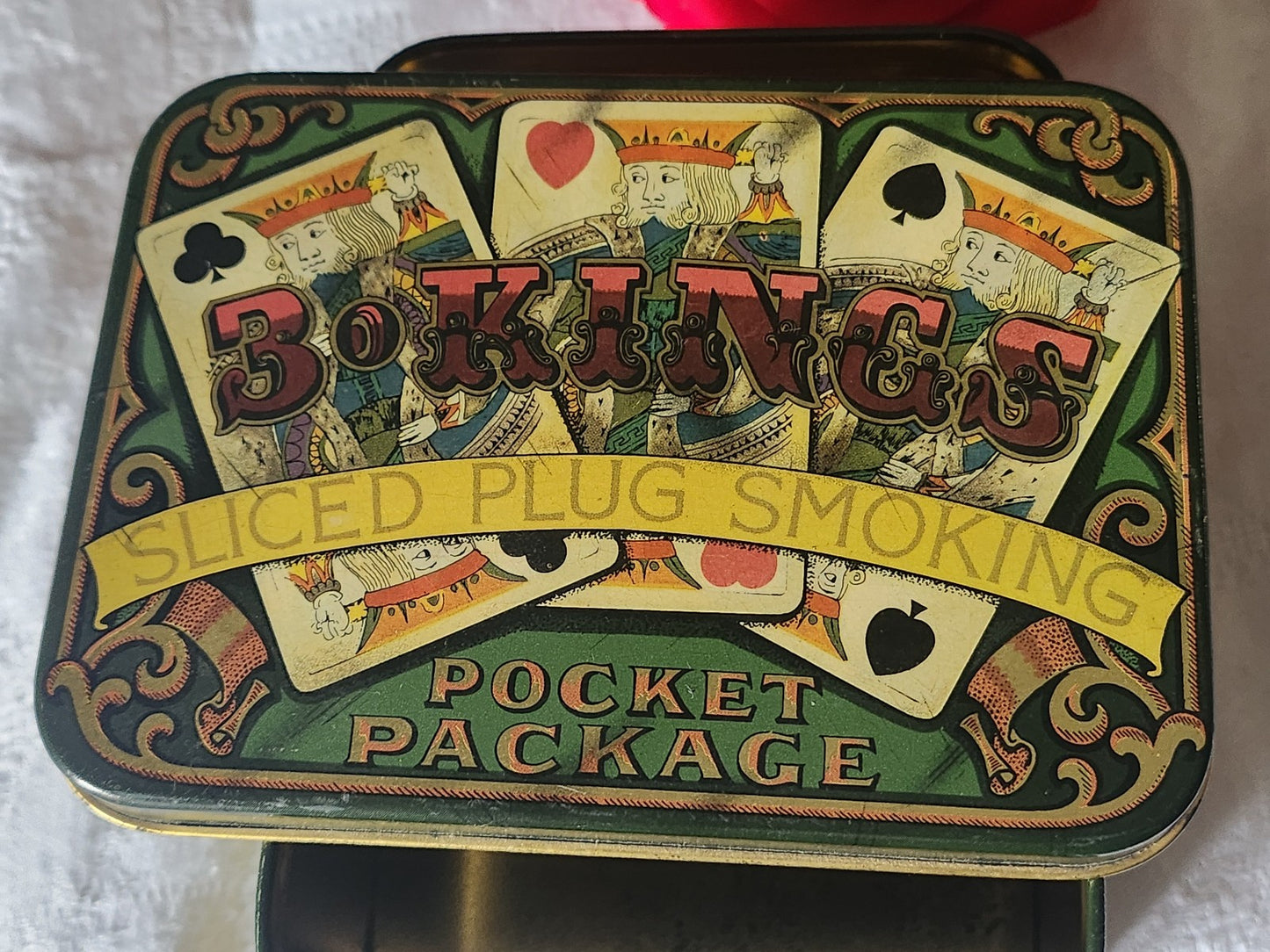 Ancienne boite tôle petite collection tabacco tabac plain three carte 3 kings